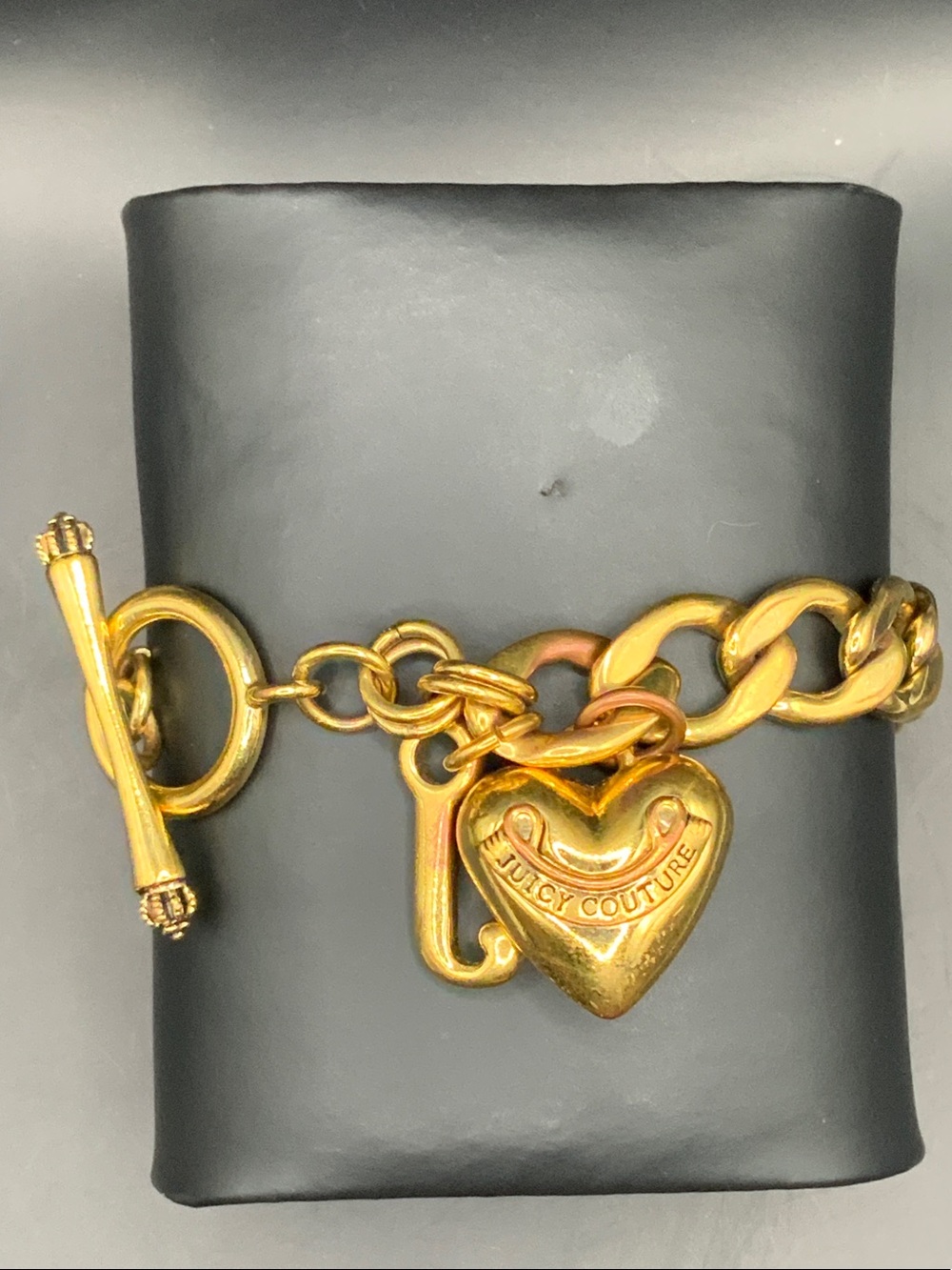 Juicy Couture Gold Heart Charm Chain Bracelet with Toggle